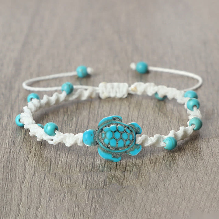 Buddha Stones Pulsera protectora de cuerda trenzada con diseño de tortuga turquesa - image 15