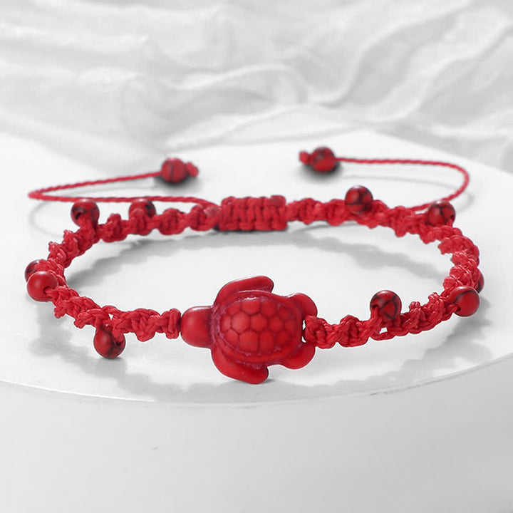 Buddha Stones Pulsera protectora de cuerda trenzada con diseño de tortuga turquesa - Cuerda roja - image 11