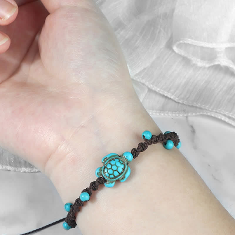 Buddha Stones Pulsera protectora de cuerda trenzada con diseño de tortuga turquesa - image 19