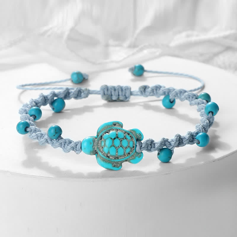 Buddha Stones Pulsera protectora de cuerda trenzada con diseño de tortuga turquesa - Cuerda gris - image 20
