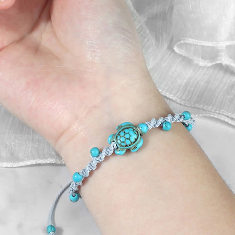 Buddha Stones Pulsera protectora de cuerda trenzada con diseño de tortuga turquesa - image 23