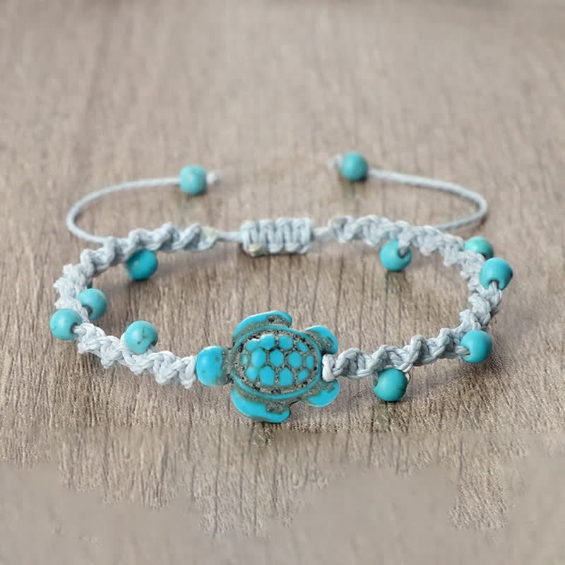 Buddha Stones Pulsera protectora de cuerda trenzada con diseño de tortuga turquesa - image 21