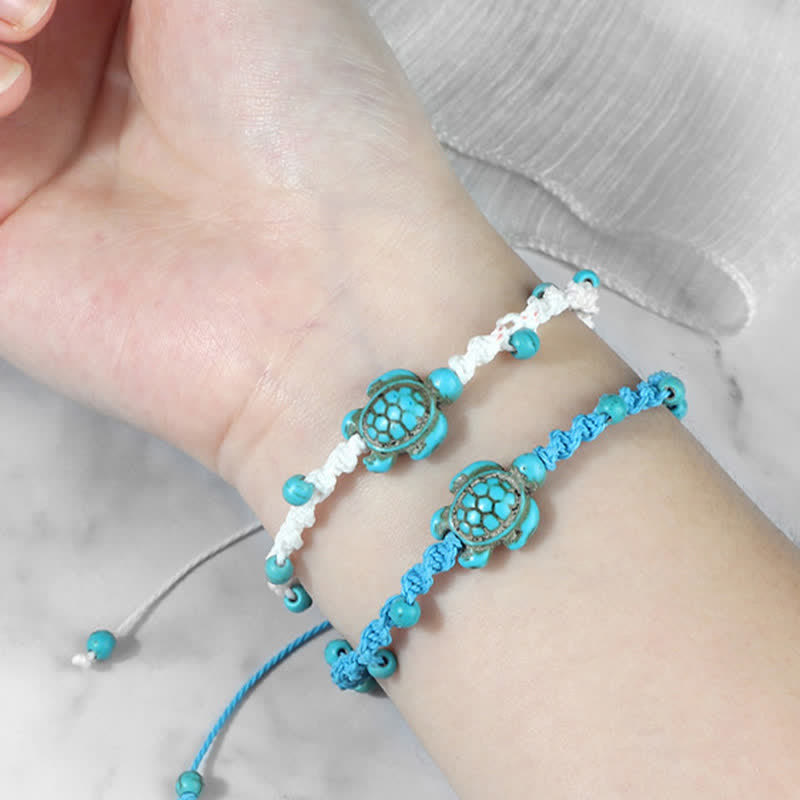 Buddha Stones Pulsera protectora de cuerda trenzada con diseño de tortuga turquesa - image 25