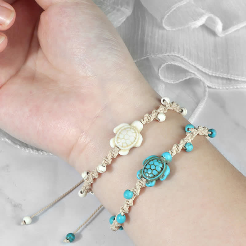 Buddha Stones Pulsera protectora de cuerda trenzada con diseño de tortuga turquesa - image 24
