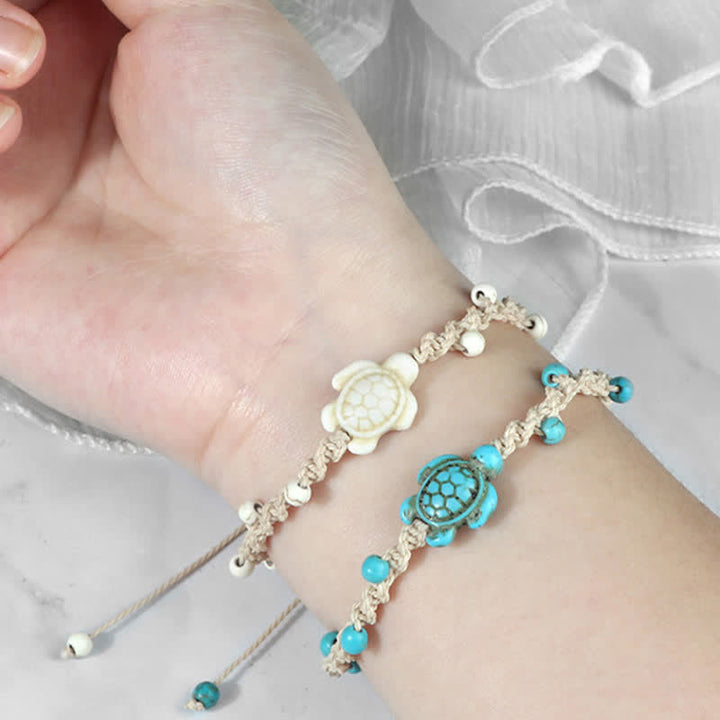 Buddha Stones Pulsera protectora de cuerda trenzada con diseño de tortuga turquesa - image 24