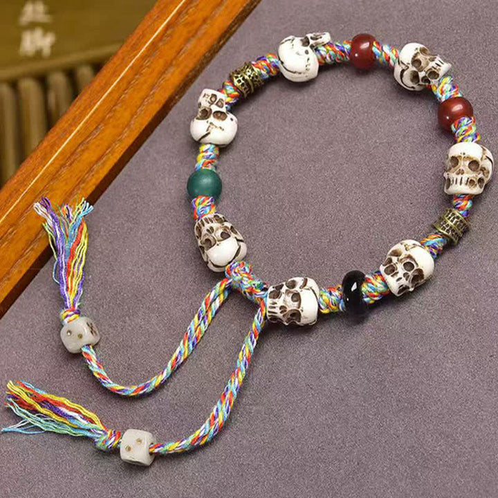 Buddha Stones Pulsera de cuentas de hueso El Señor del Bosque de los Cadáveres Nuevo Comienzo - Cuerda de colores (circunferencia de la muñeca: 17-23 cm) - image 7