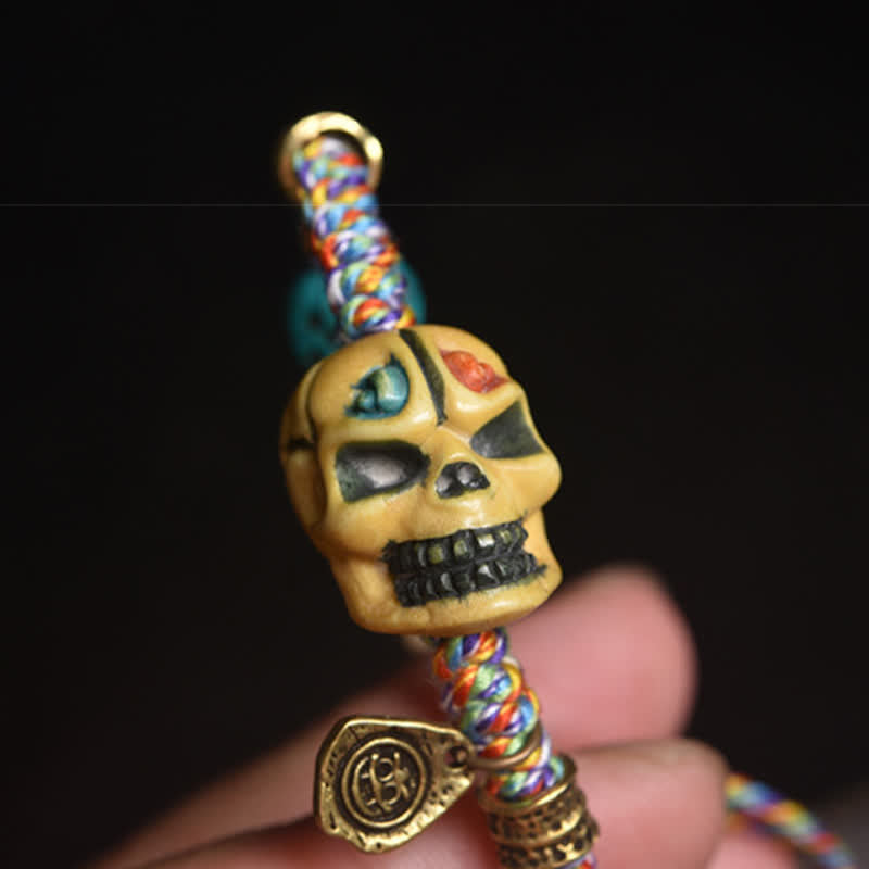 Buddha Stones Pulsera de cuerda trenzada con diseño de Bone, el Señor del Bosque de los Cadáveres, para alejar a los espíritus malignos. - image 6