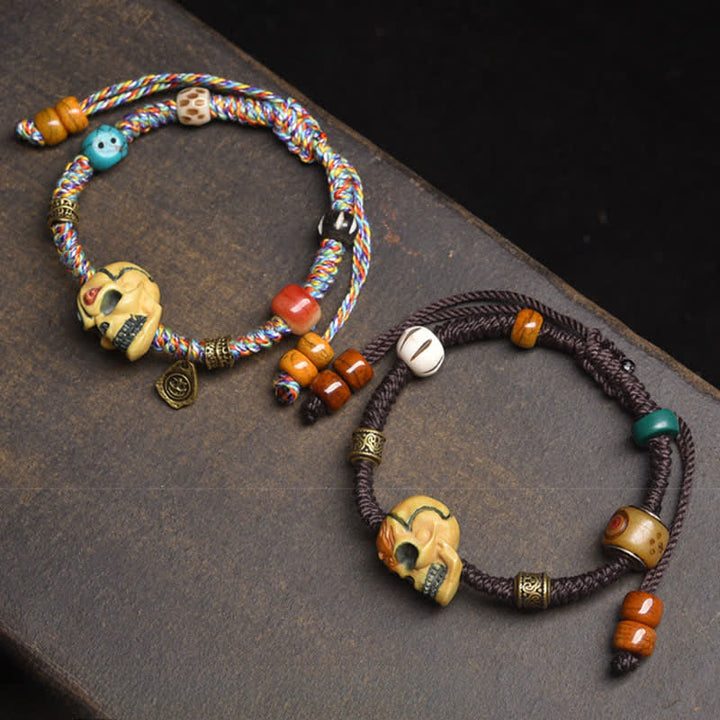 Buddha Stones Pulsera de cuerda trenzada con diseño de Bone, el Señor del Bosque de los Cadáveres, para alejar a los espíritus malignos. - image 7