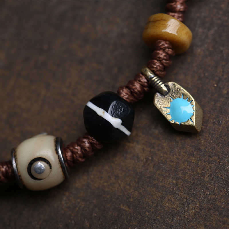 Buddha Stones Pulsera de equilibrio de cuerda trenzada Yin Yang de hueso - image 7