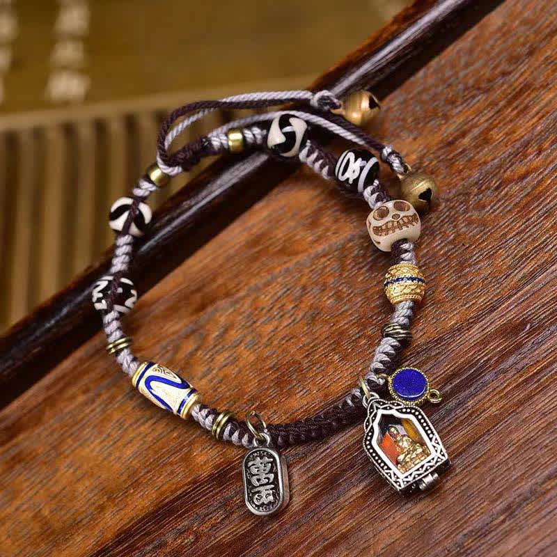 Buddha Stones Pulsera de la compasión con cuerda trenzada de Buda de cobre - Buda (circunferencia de la muñeca: 17-23 cm) - image 0