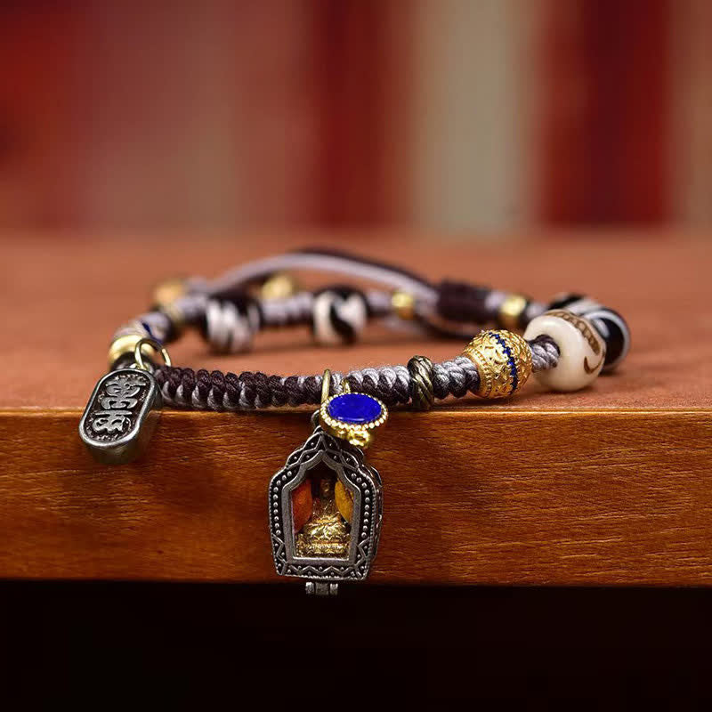 Buddha Stones Pulsera de la compasión con cuerda trenzada de Buda de cobre - image 3