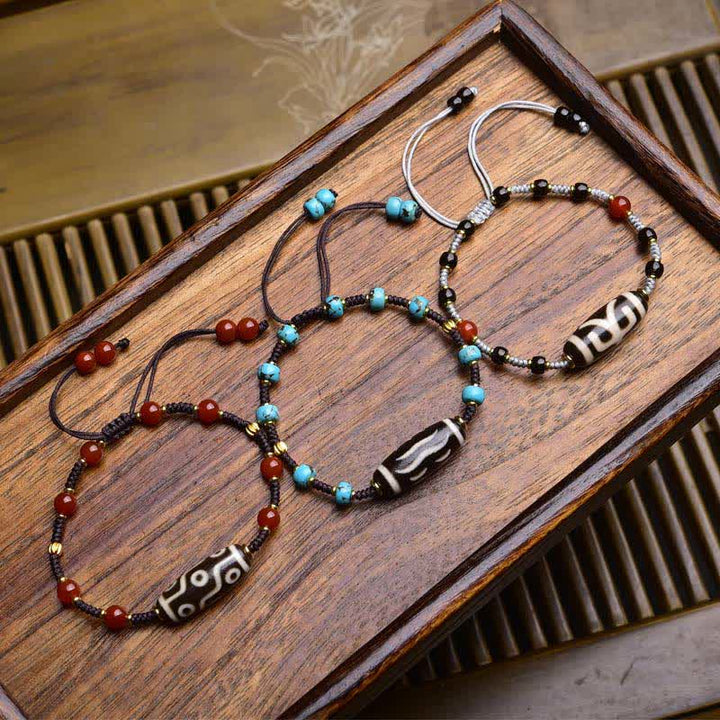Buddha Stones Pulsera protectora de cuerda trenzada de ágata roja del sur de Dzi Beads - image 0