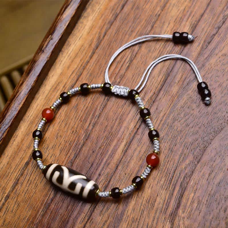 Buddha Stones Pulsera protectora de cuerda trenzada de ágata roja del sur de Dzi Beads - Turquesa (circunferencia de la muñeca: 17-23 cm) - image 5