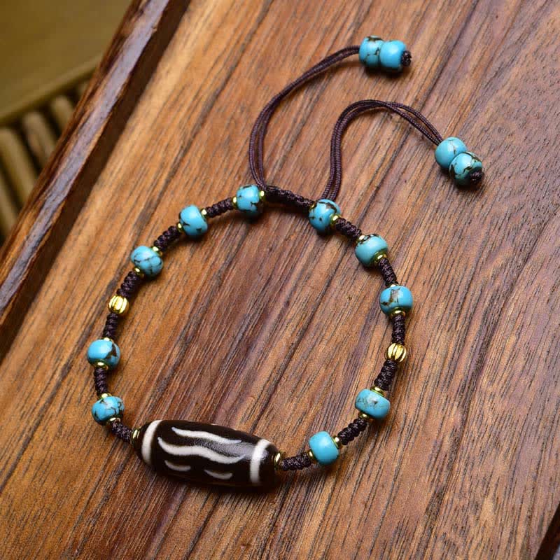 Buddha Stones Pulsera protectora de cuerda trenzada de ágata roja del sur de Dzi Beads - Cuenta de coco (circunferencia de la muñeca: 17-23 cm) - image 6