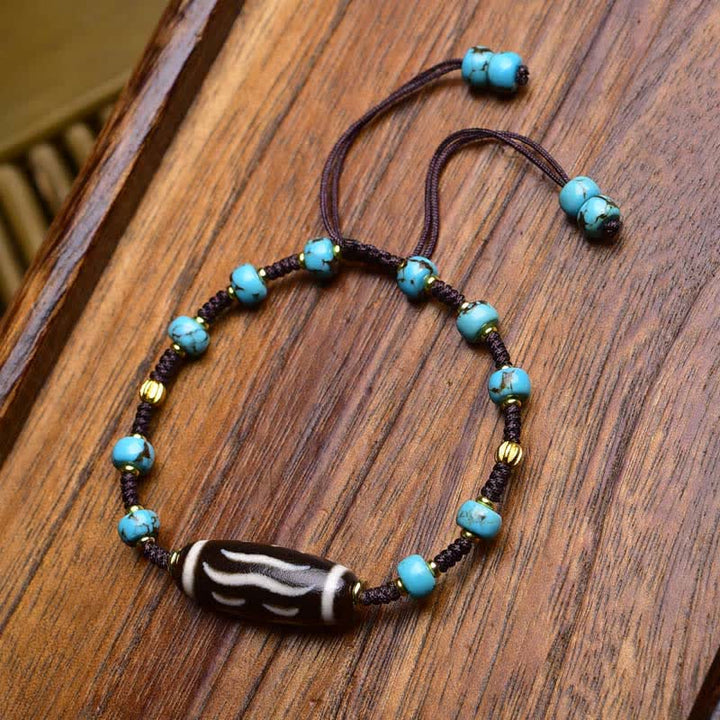 Buddha Stones Pulsera protectora de cuerda trenzada de ágata roja del sur de Dzi Beads - Cuenta de coco (circunferencia de la muñeca: 17-23 cm) - image 6