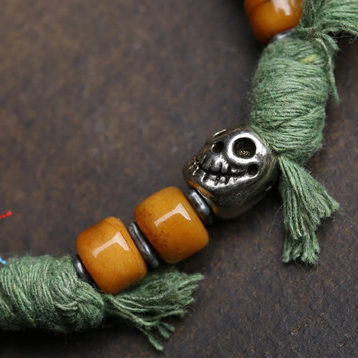 Buddha Stones Pulsera de serenidad de cuerda trenzada con Buda Amitabha de cobre - image 8
