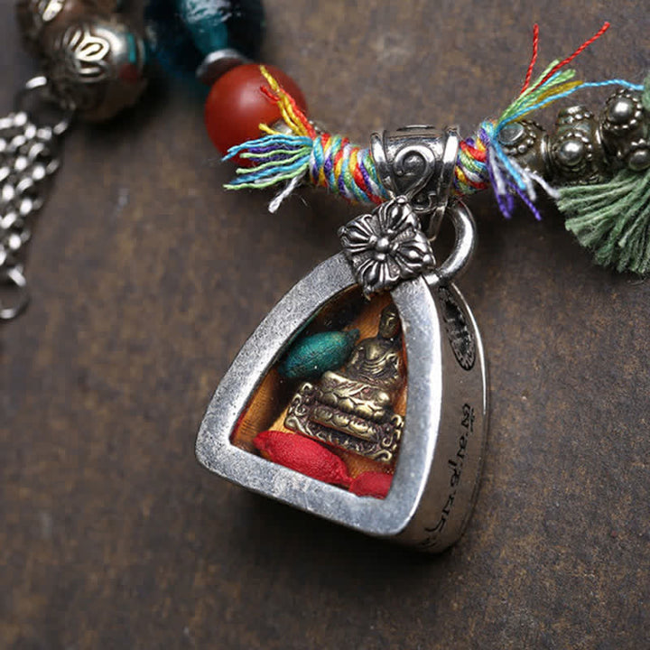 Buddha Stones Pulsera de serenidad de cuerda trenzada con Buda Amitabha de cobre - image 7