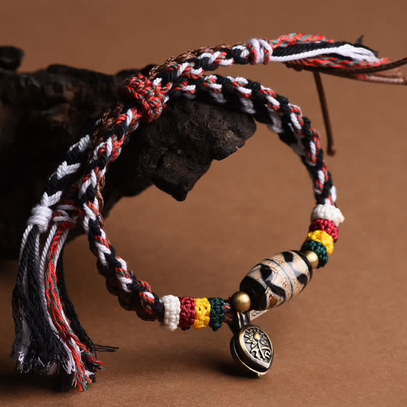 Buddha Stones Pulsera de la paz de cuerda trenzada de doble vuelta con cuentas Dzi Om Mani Padme Hum - image 2