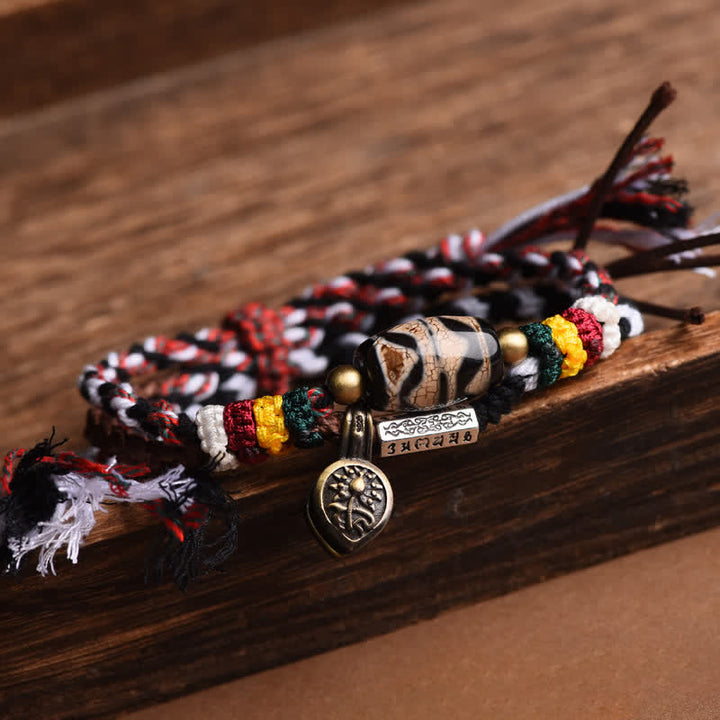 Buddha Stones Pulsera de la paz de cuerda trenzada de doble vuelta con cuentas Dzi Om Mani Padme Hum - image 9