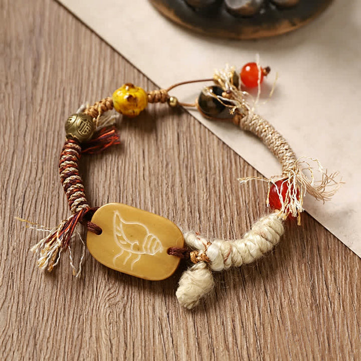 Buddha Stones Pulsera de la paz de cuerda trenzada con el personaje de Bone Fu - image 3
