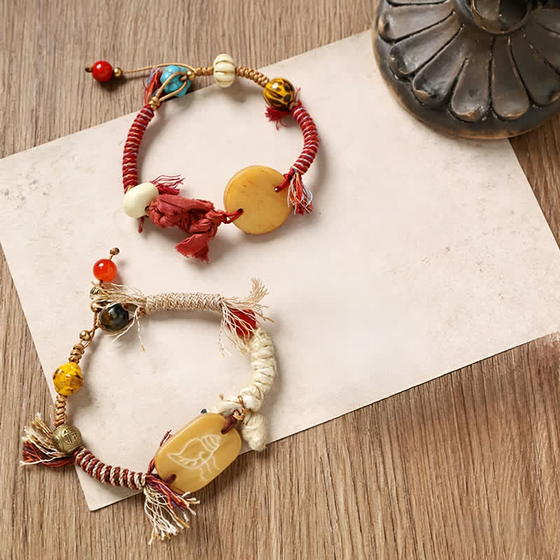 Buddha Stones Pulsera de la paz de cuerda trenzada con el personaje de Bone Fu - image 8