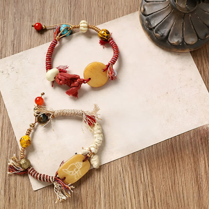 Buddha Stones Pulsera de la paz de cuerda trenzada con el personaje de Bone Fu - image 8