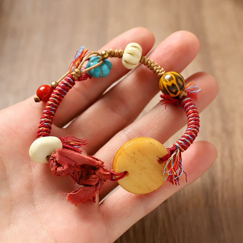 Buddha Stones Pulsera de la paz de cuerda trenzada con el personaje de Bone Fu - image 1