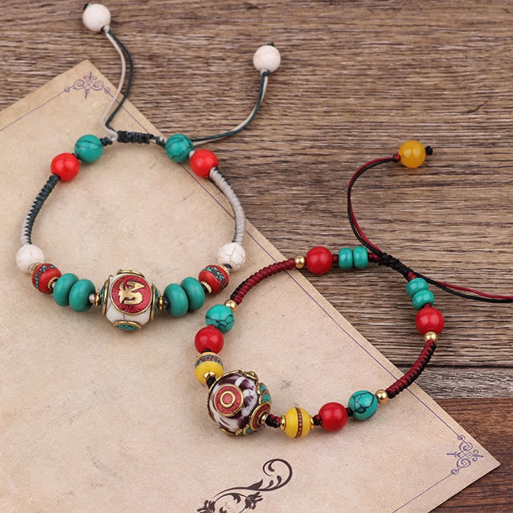 Buddha Stones Pulsera de amor de cuerda trenzada de turquesa y ámbar tibetano - image 16