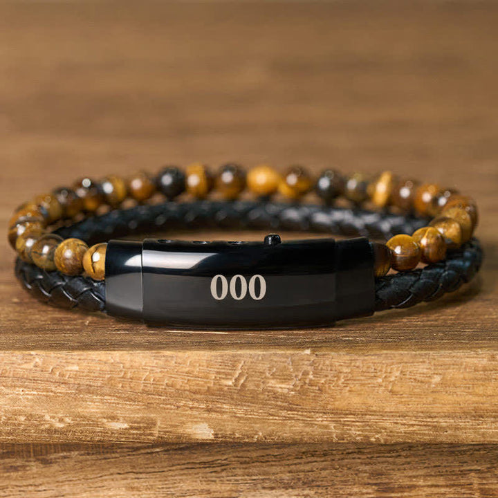 Buddha Stones Pulsera de cuero con doble vuelta con números de ángel y ojo de tigre - image 41