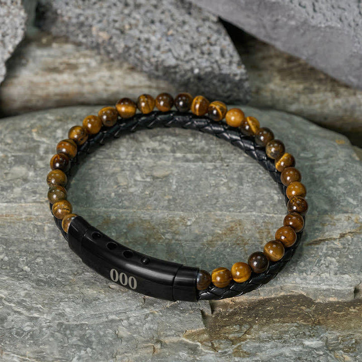 Buddha Stones Pulsera de cuero con doble vuelta con números de ángel y ojo de tigre - image 40