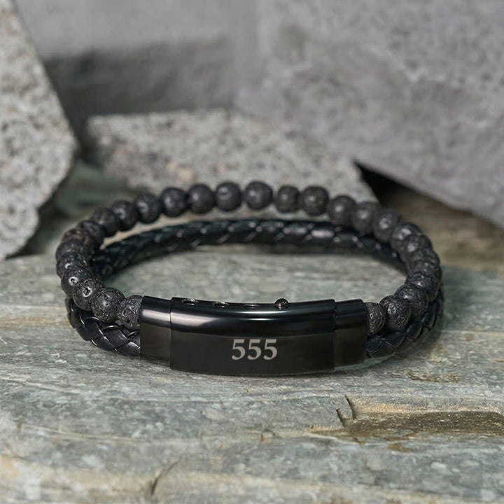 Buddha Stones Pulsera de cuero doble con números de ángel y diseño de roca volcánica. - image 28