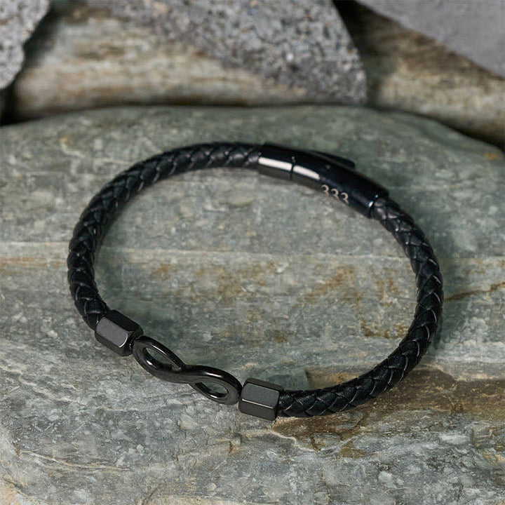 Buddha Stones Pulsera de cuero con el símbolo del infinito y números angelicales - image 12