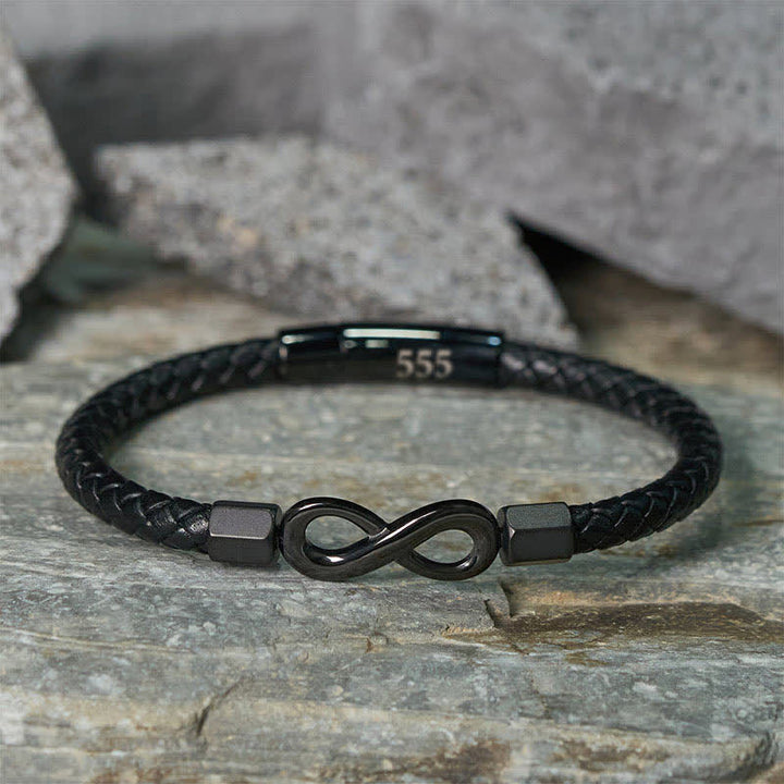 Buddha Stones Pulsera de cuero con el símbolo del infinito y números angelicales - image 19