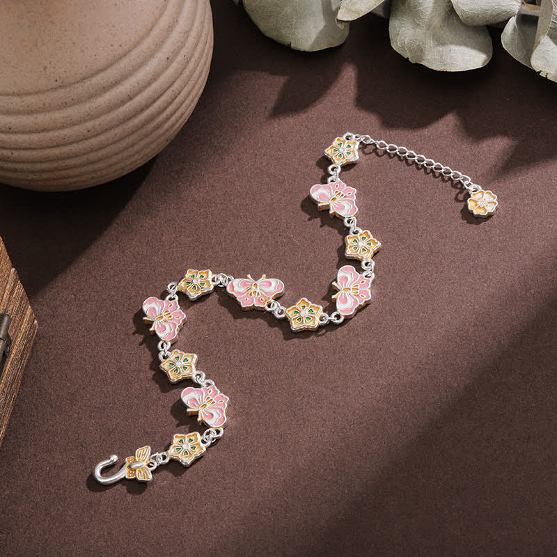 Buddha Stones Pulsera de cobre esmaltada con mariposa floral "Amor" - image 2