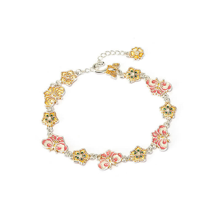 Buddha Stones Pulsera de cobre esmaltada con mariposa floral "Amor" - image 4