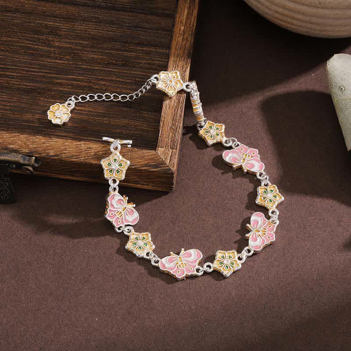 Buddha Stones Pulsera de cobre esmaltada con mariposa floral "Amor" - image 1