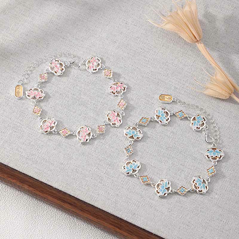 Buddha Stones Pulsera de cobre esmaltada con diseño floral de loto "Nuevo Comienzo" - image 7