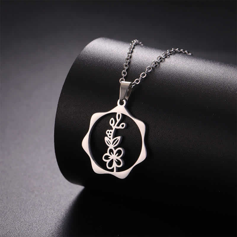 Buddha Stones Collar con colgante de acero de titanio con la flor de nacimiento del loto y la iluminación. - image 3
