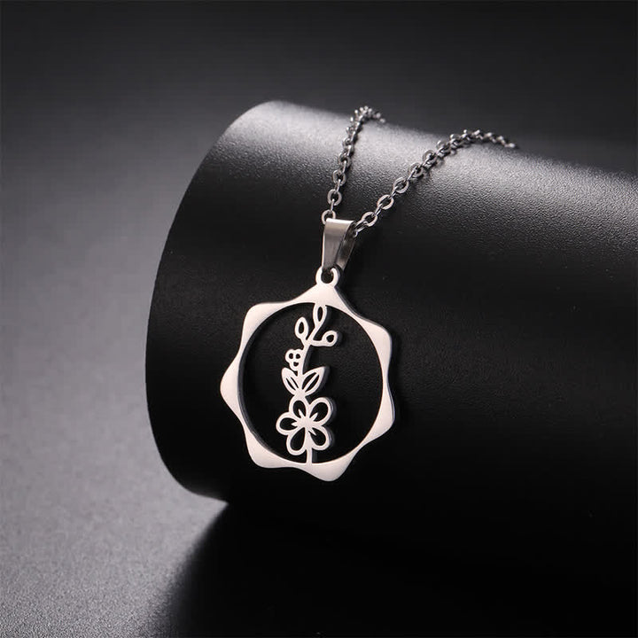 Buddha Stones Collar con colgante de acero de titanio con la flor de nacimiento del loto y la iluminación. - image 3