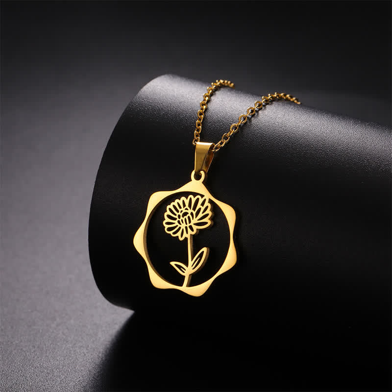 Buddha Stones Collar con colgante de acero de titanio con la flor de nacimiento del loto y la iluminación. - image 11