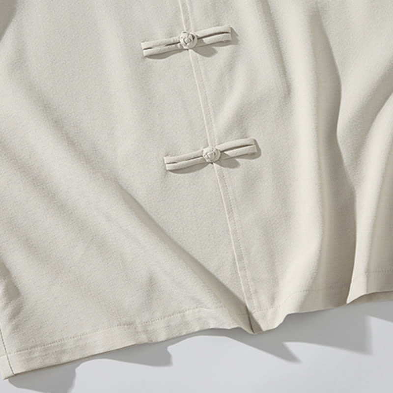 Buddha Stones Camisas de manga corta para hombre estilo Tang de verano con cuello mandarín, botones de rana y bordado de bambú. - image 33