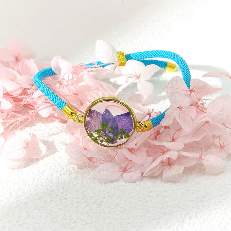 Buddha Stones Pulsera ajustable de cuerda trenzada con flor de nacimiento hecha a mano con resina - Espuela de caballero (circunferencia de la muñeca: 17–22 cm) - image 9