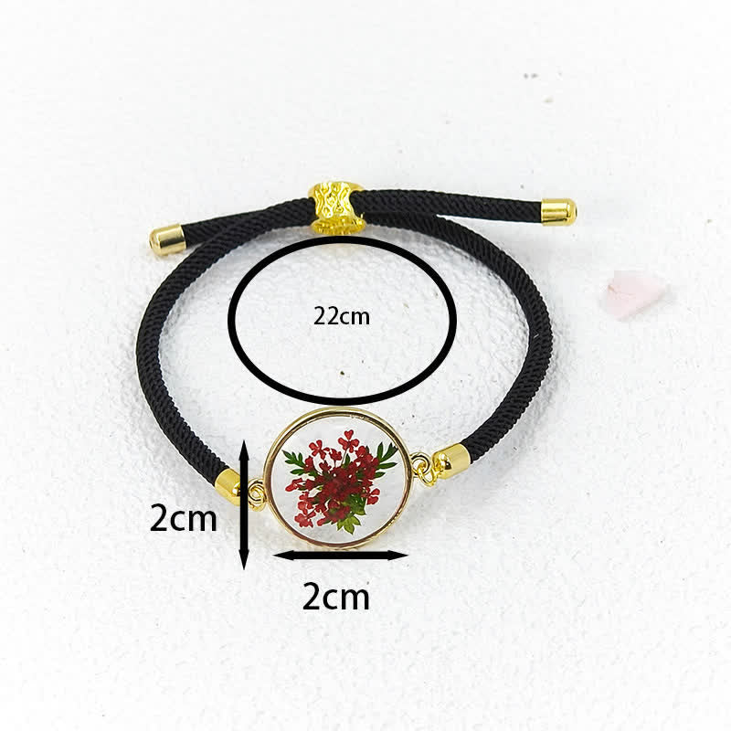 Buddha Stones Pulsera ajustable de cuerda trenzada con flor de nacimiento hecha a mano con resina - image 18