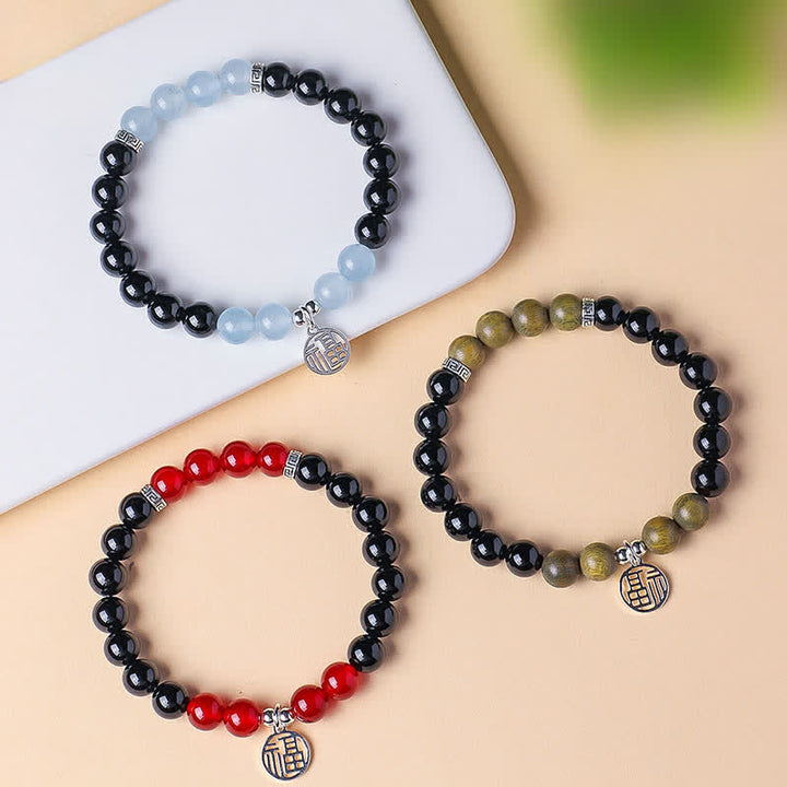 Buddha Stones Pulsera de cuentas con el personaje Fu de ónix negro para la buena suerte - image 20