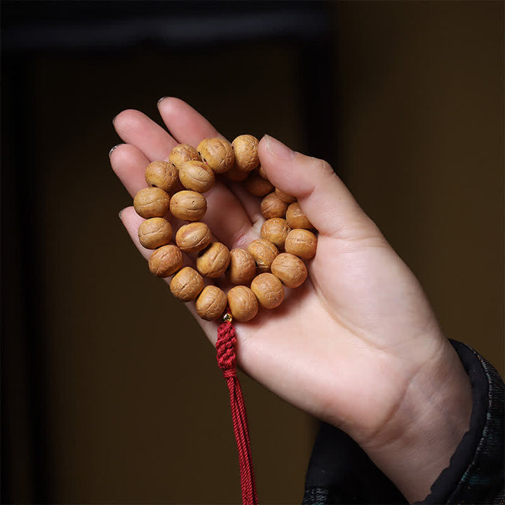 Buddha Stones Mala de muñeca tibetana con borla grabada y ojo de fénix y sabiduría Bodhi - image 6
