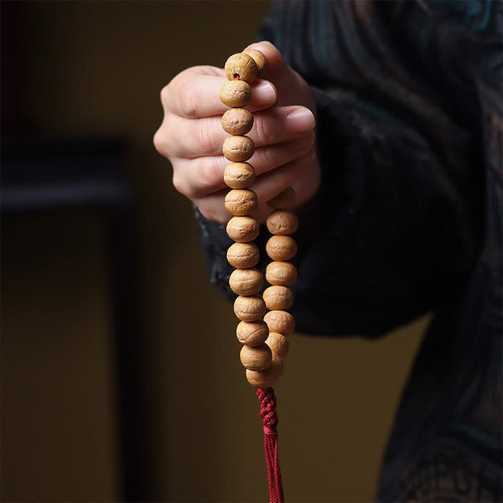 Buddha Stones Mala de muñeca tibetana con borla grabada y ojo de fénix y sabiduría Bodhi - image 3