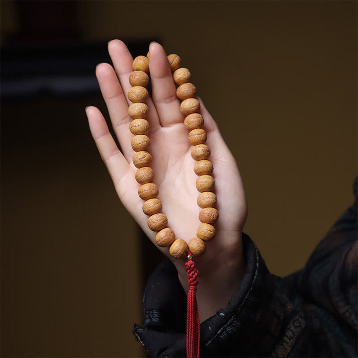 Buddha Stones Mala de muñeca tibetana con borla grabada y ojo de fénix y sabiduría Bodhi - image 4