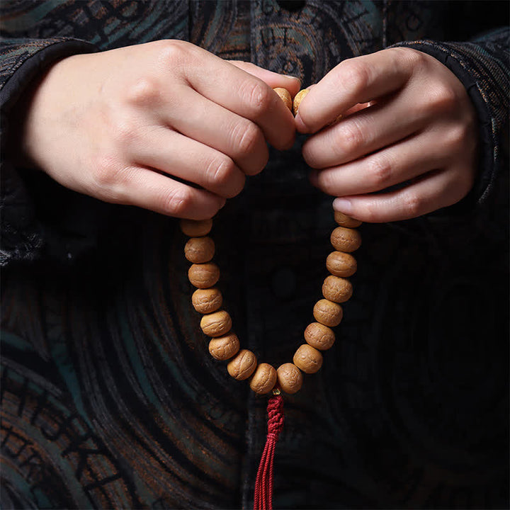 Buddha Stones Mala de muñeca tibetana con borla grabada y ojo de fénix y sabiduría Bodhi - image 2