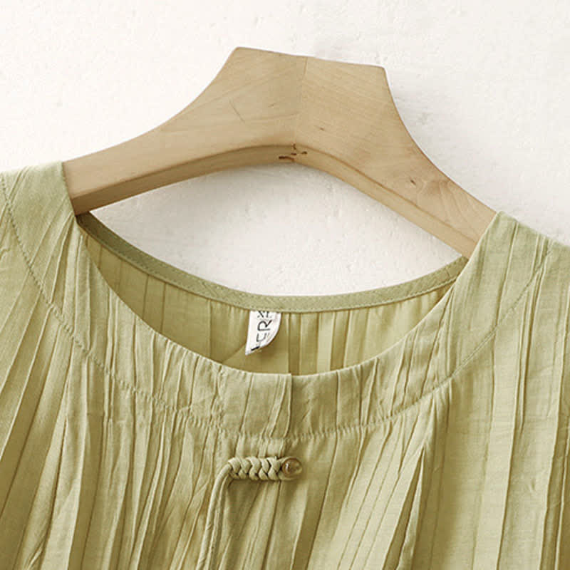 Buddha Stones Camisa de manga corta para mujer, estilo bohemio veraniego, con botones y cuello redondo. - image 10