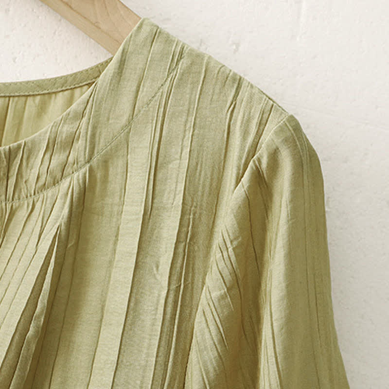 Buddha Stones Camisa de manga corta para mujer, estilo bohemio veraniego, con botones y cuello redondo. - image 11